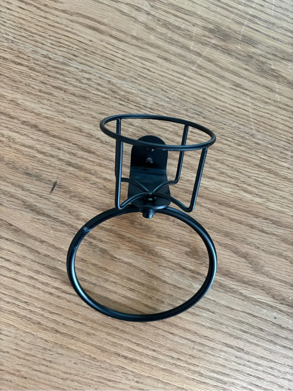 Matte Black Metal Towel Ring with candle holder
